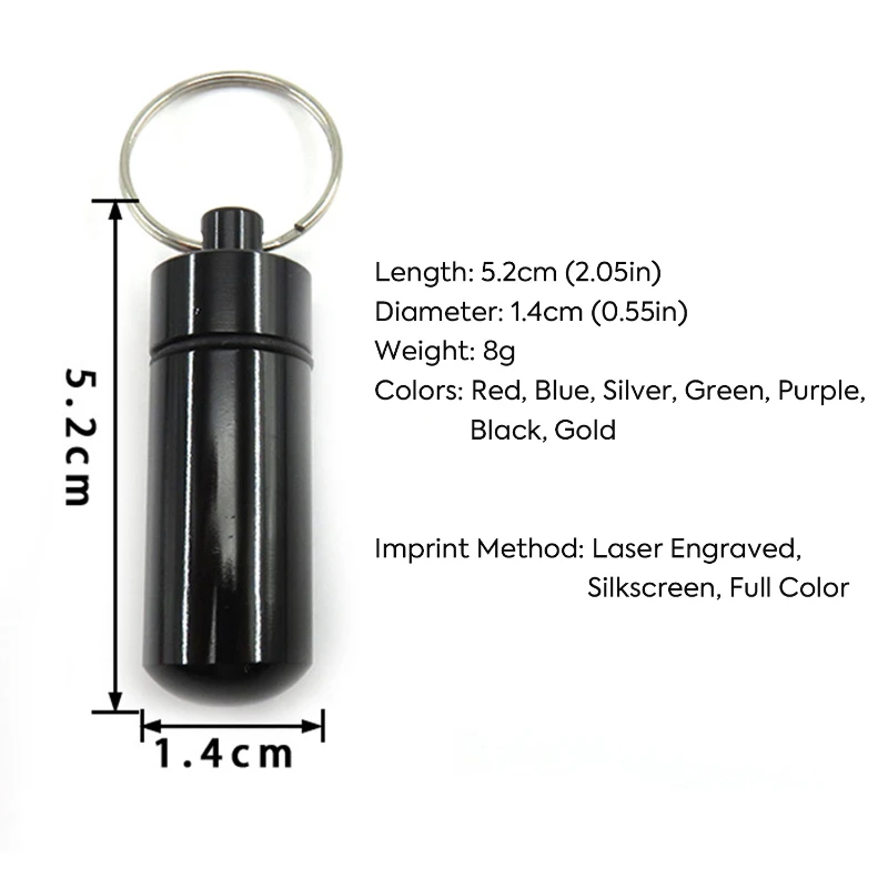 aluminum portable pill case with keychain