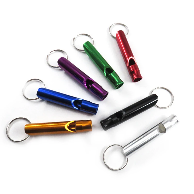 aluminum emergency whistle with keychain black