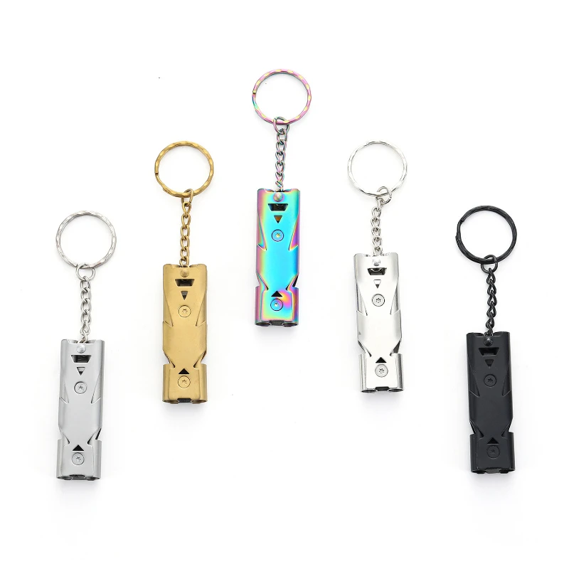 high pitched dual tube keychain whistle