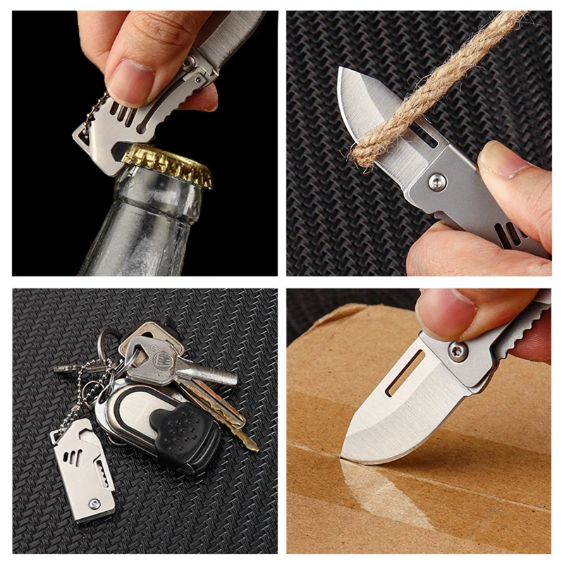 mini foldable knife with keychain