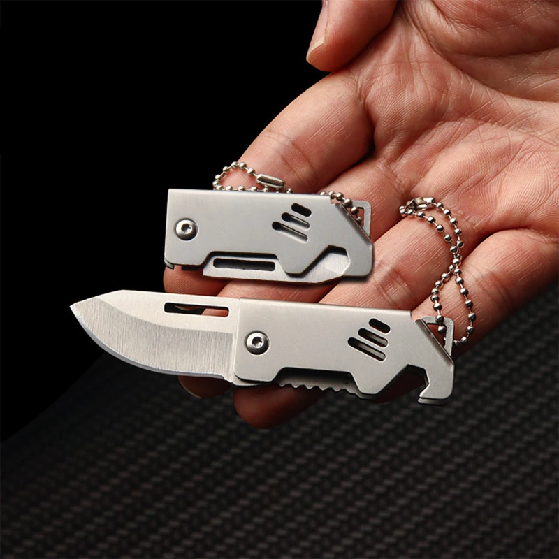 mini foldable knife with keychain