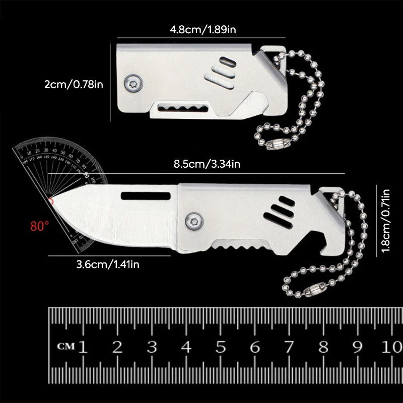 mini foldable knife with keychain