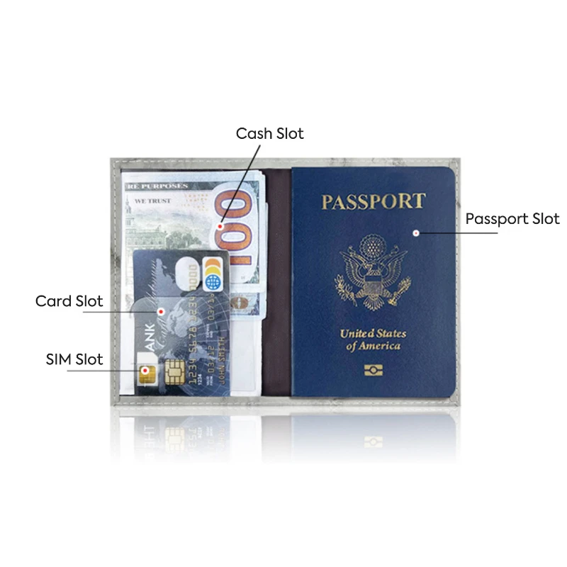 marble leather passport holder