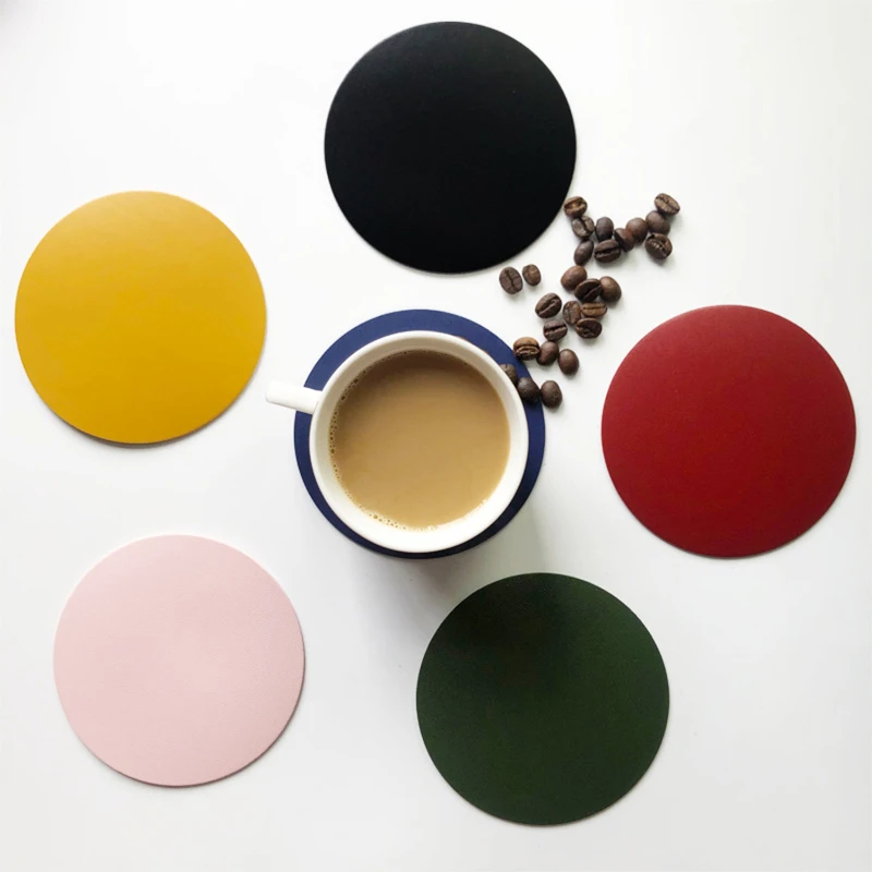 round leather coaster
