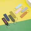 rectangular leather keychain