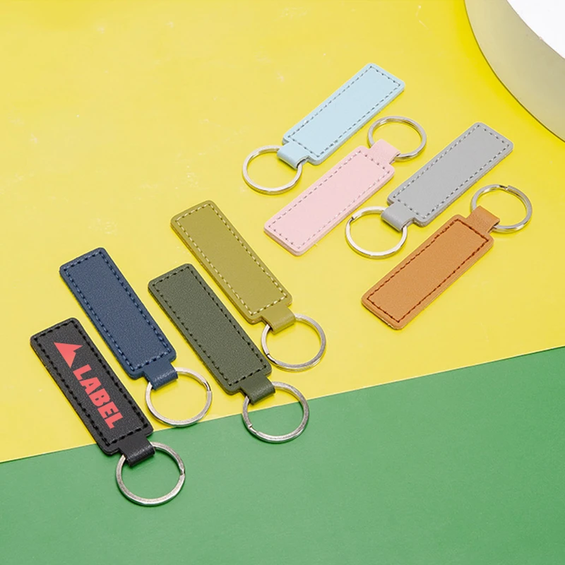 rectangular leather keychain