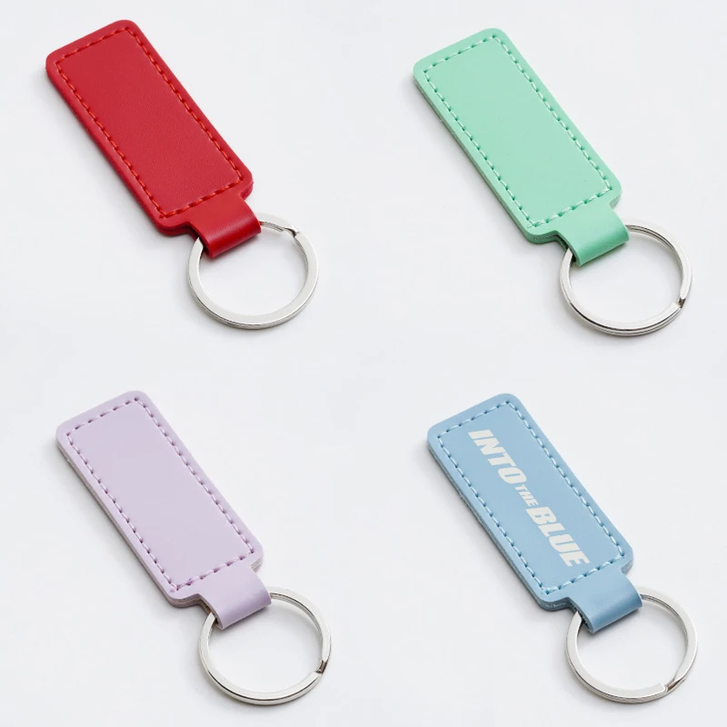 minimalist pu leather key tag