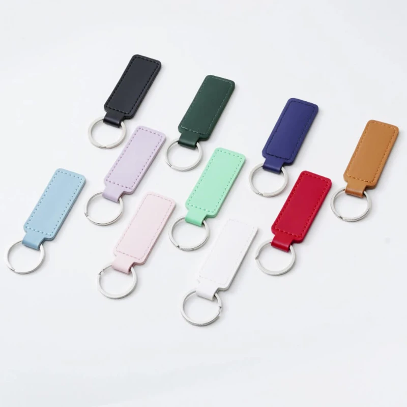 minimalist pu leather key tag