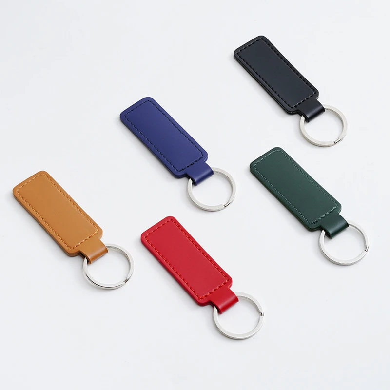 minimalist pu leather key tag