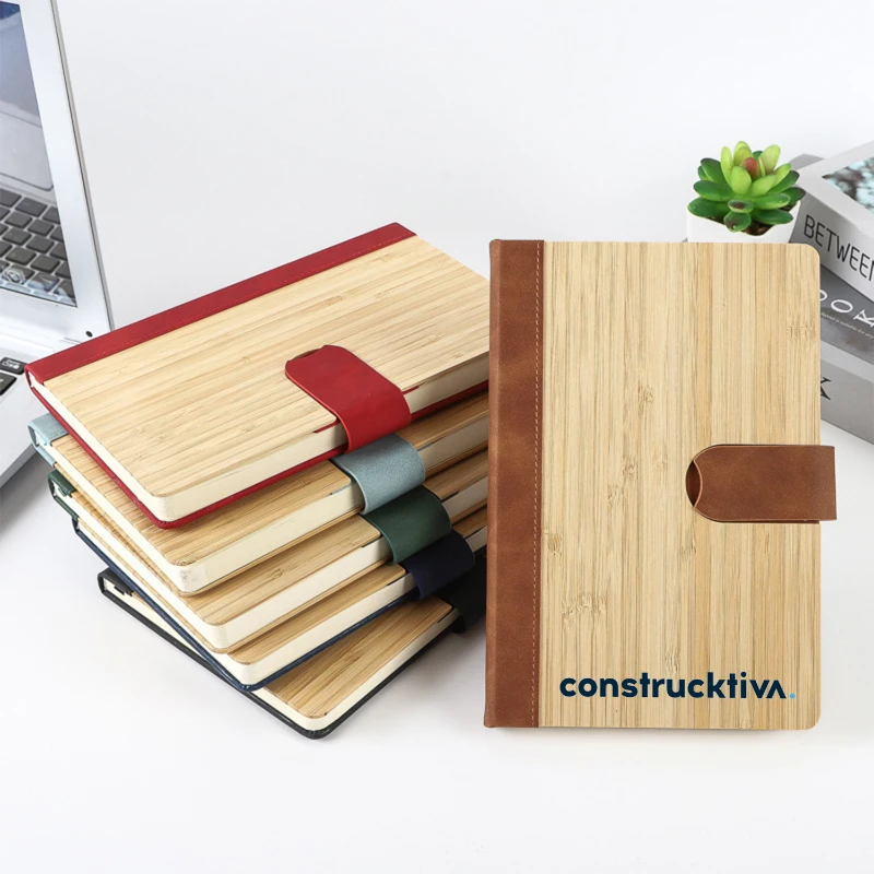 a5 bamboo cover magnetic closure notebook
