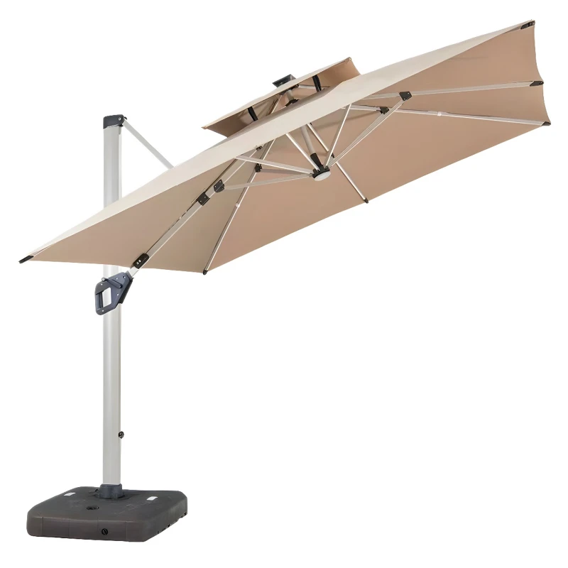square patio umbrella with base
