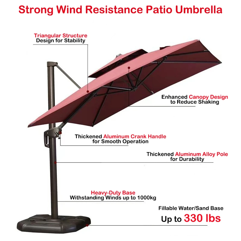 square patio umbrella with base