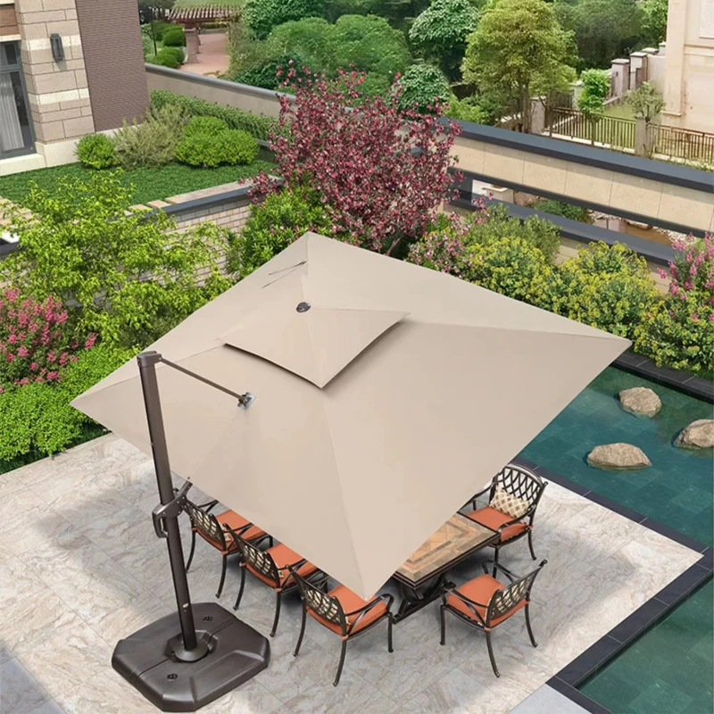 square patio umbrella with base