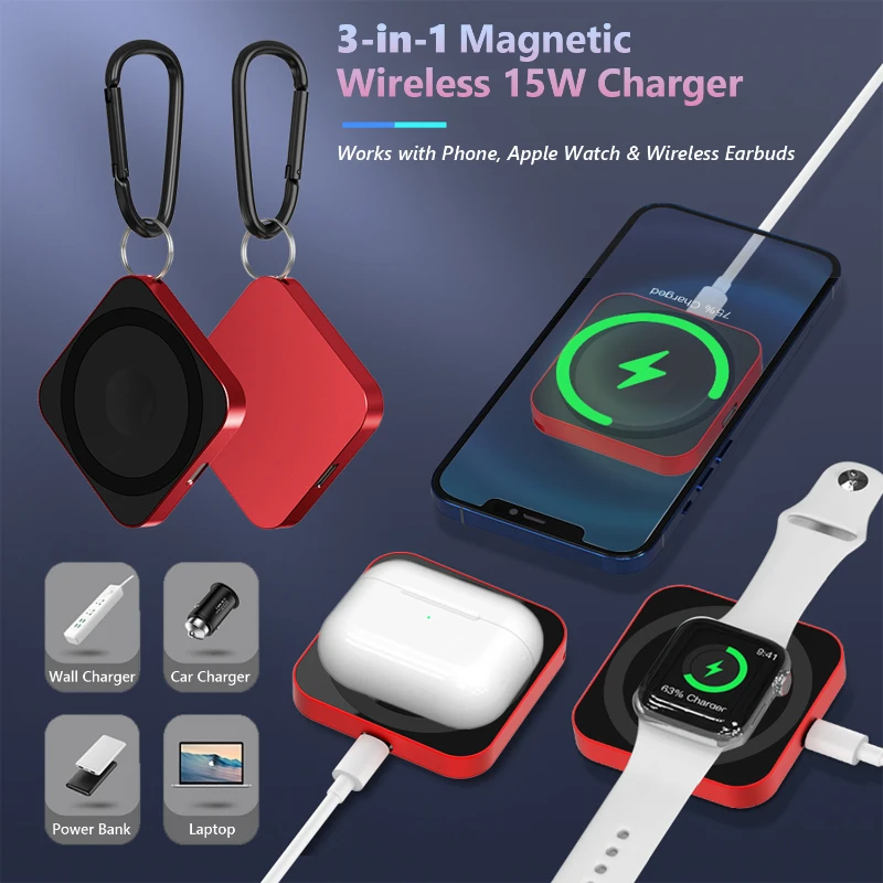 3 in 1 magnetic wireless charger 15w