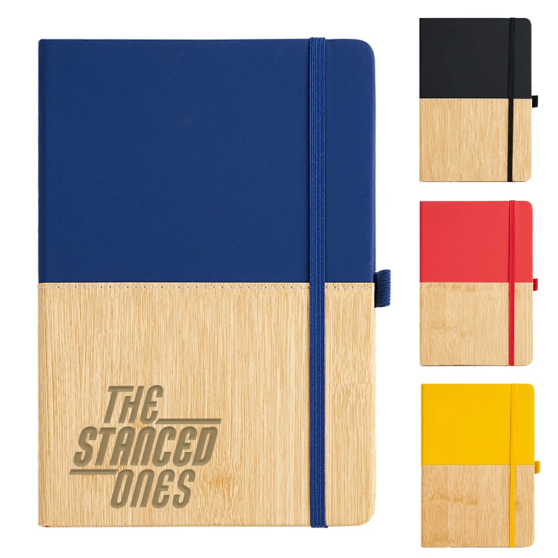 bamboo grain leather a5 notebook with elastic band