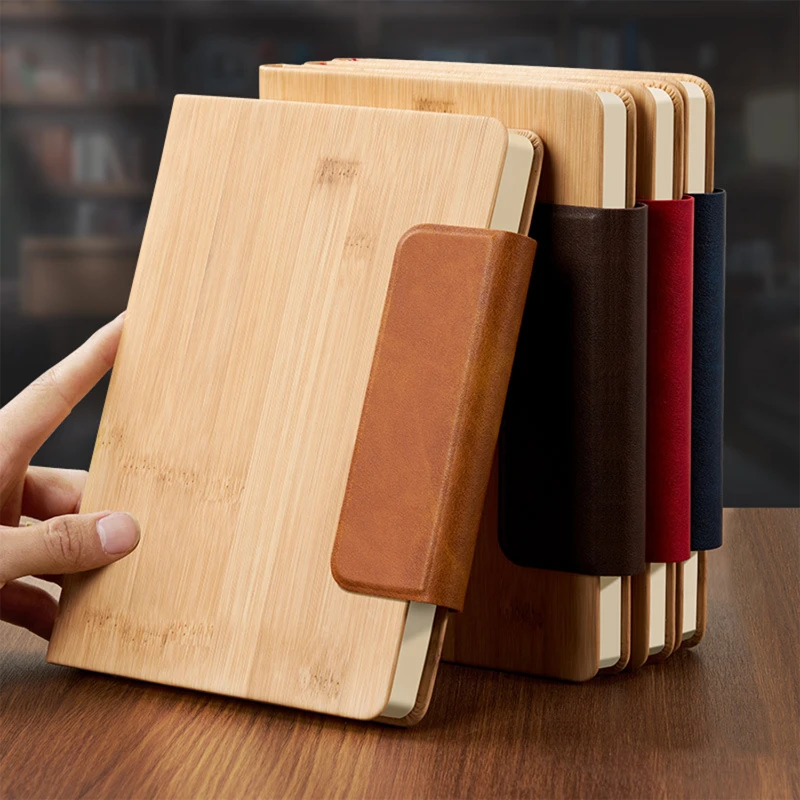 a5 bamboo grain leather notebook
