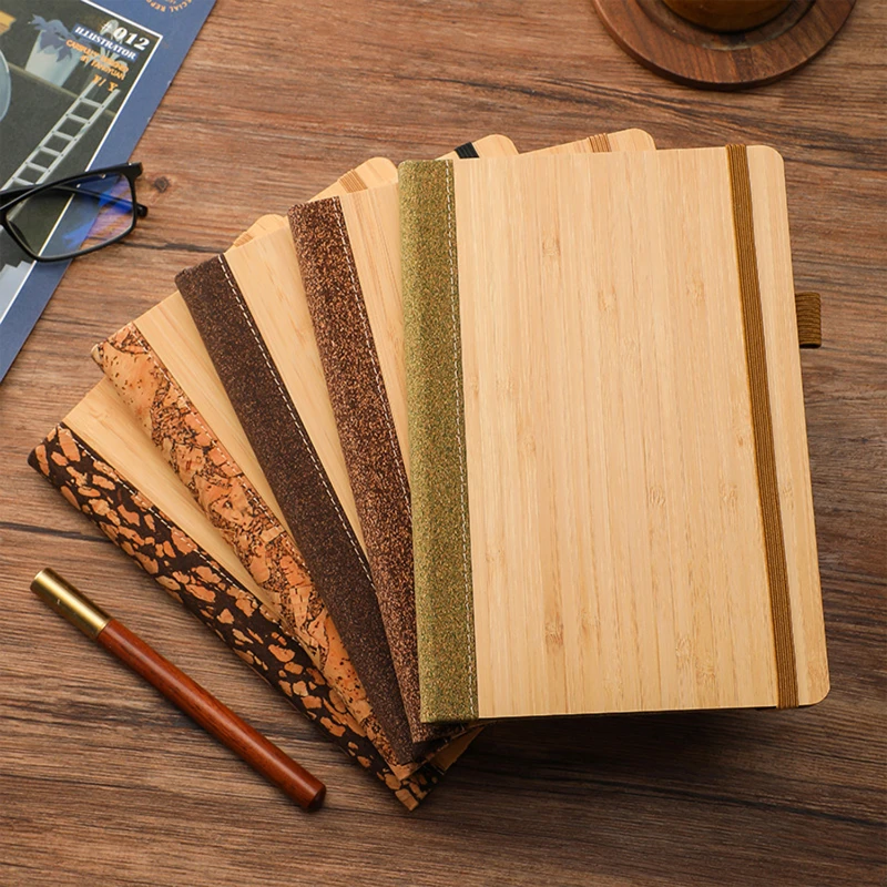 a5 bamboo cover elastic band notebook