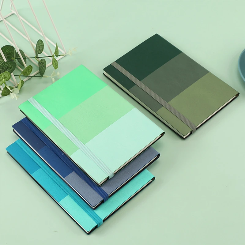 a5 tri color leather notebook