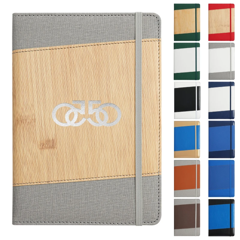 a5 faux bamboo notebook with elastic band