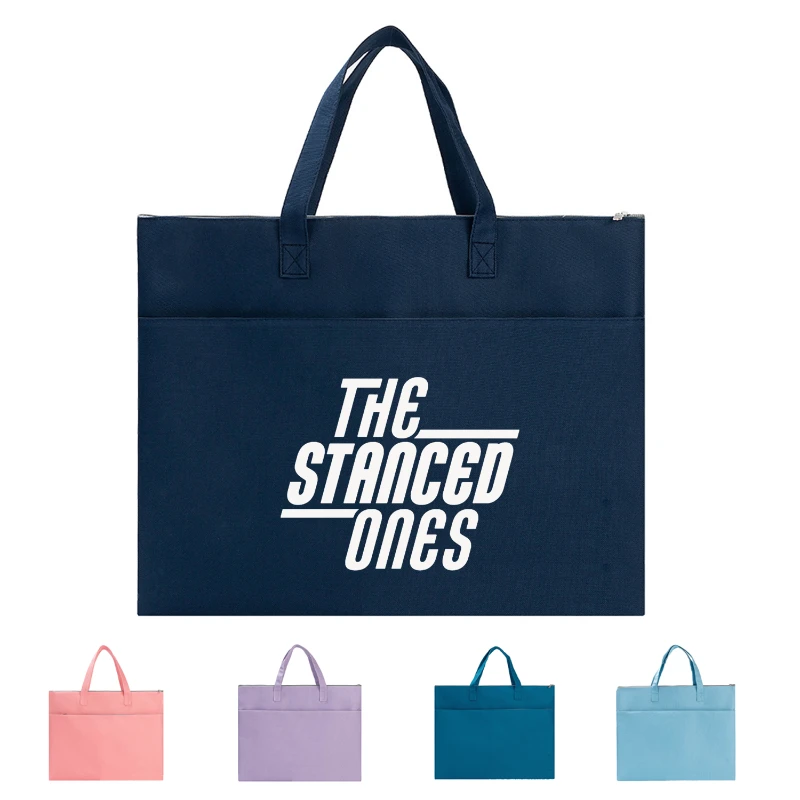 double layer a4 zipper document tote bag