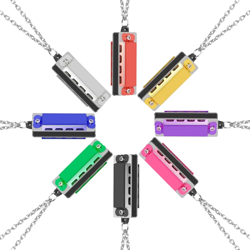 mini harmonica necklace with 4 holes and 8 tones