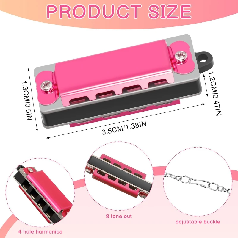 mini harmonica necklace with 4 holes and 8 tones