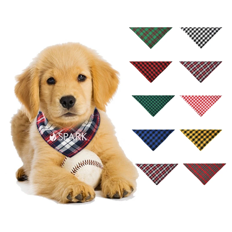 pet plaid triangle bandana
