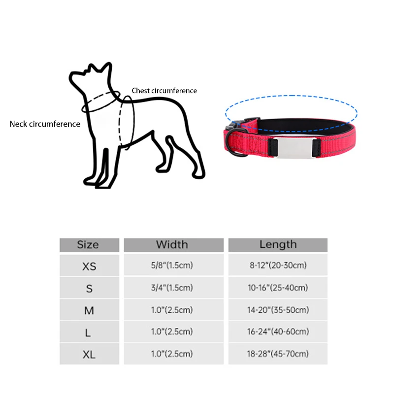 reflective nylon dog collar with laser engraving plate