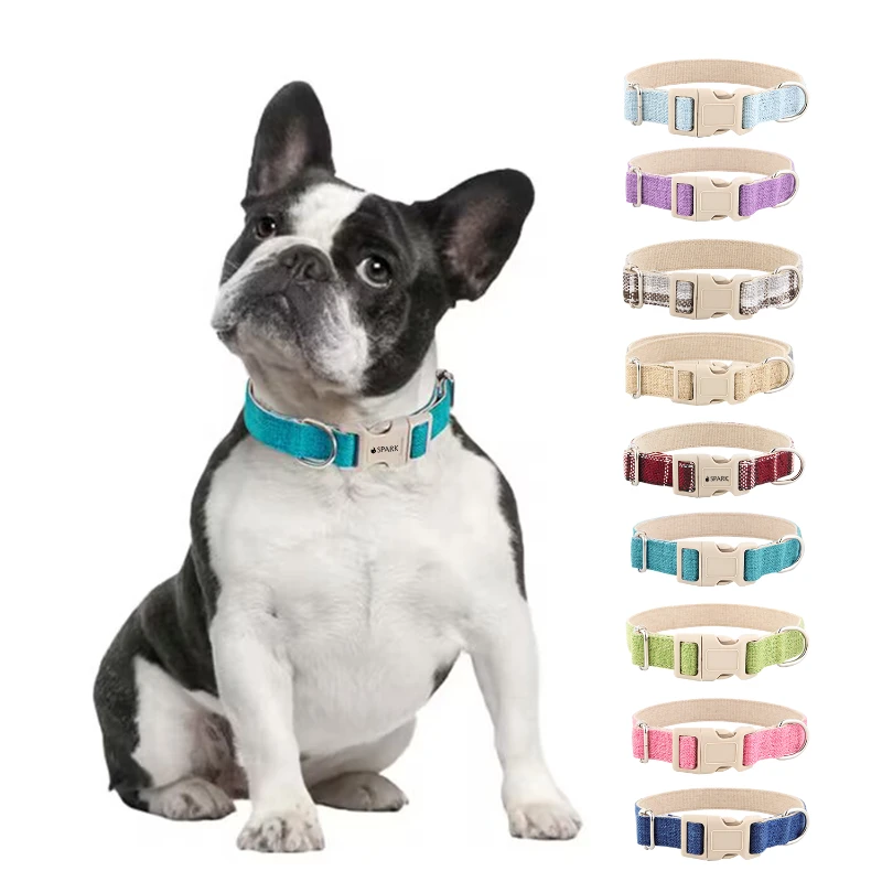 eco friendly linen and cotton dog collar