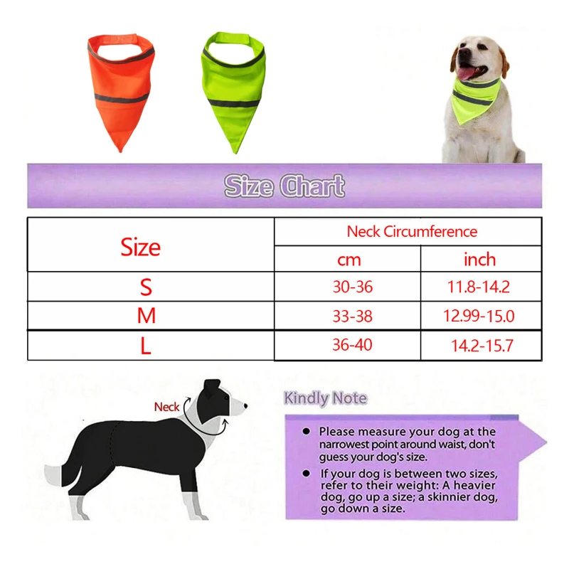 reflective dog bandana with adjustable strap