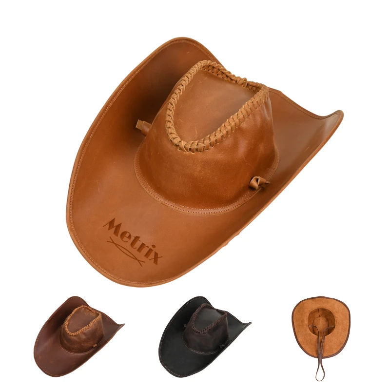 vintage leather western cowboy hat