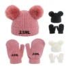 kids' winter pom pom hat and gloves set