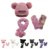 kids' winter pom pom hat, scarf & gloves set