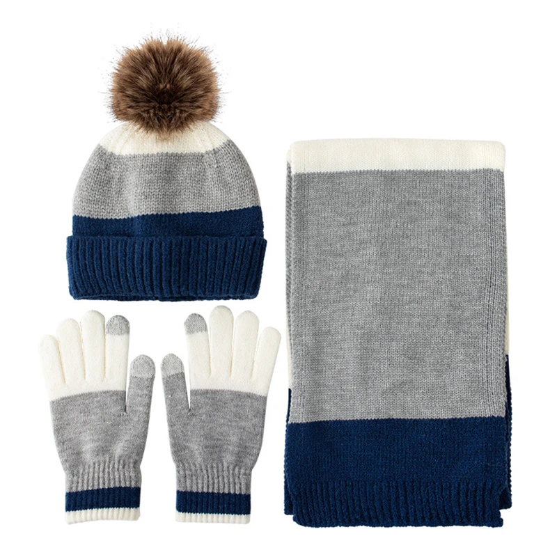 kids' winter knit hat, scarf, and gloves set