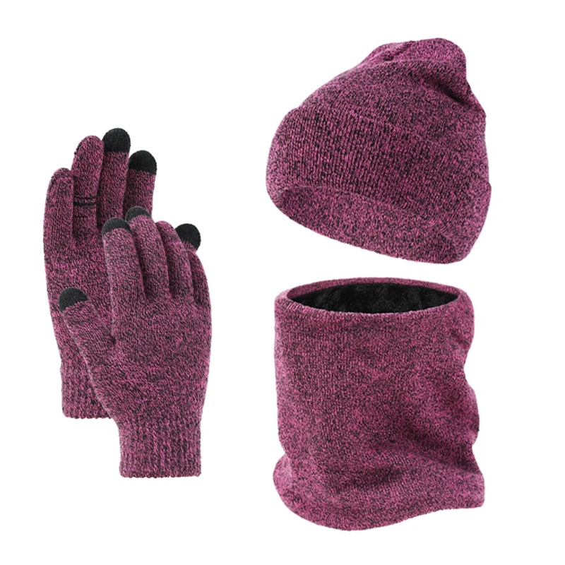 men's fleece lined knit winter hat, scarf, and gloves set