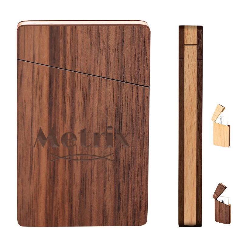 slim wooden business card holder