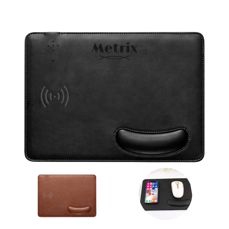 15w wireless charging leather mouse pad