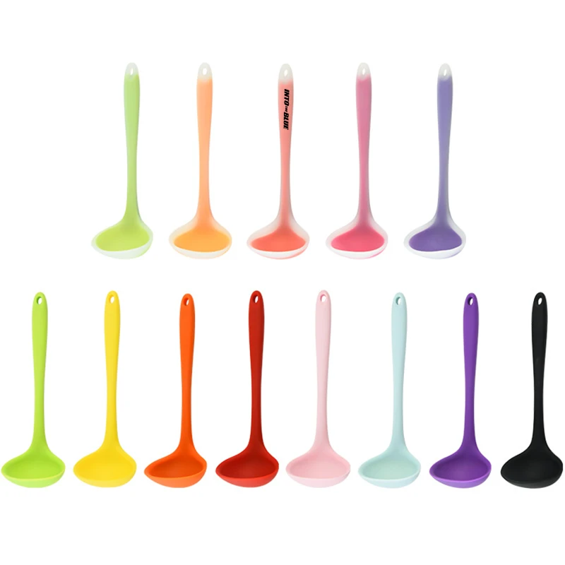 silicone long handle ladle for cooking