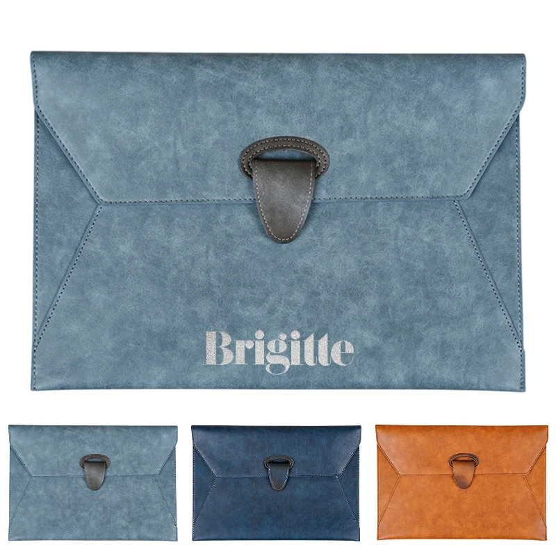 classic leather document folder with magnetic closure