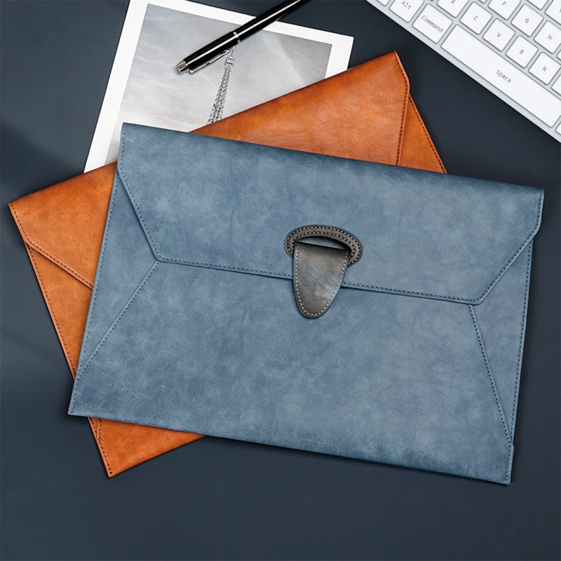 classic leather document folder with magnetic closure