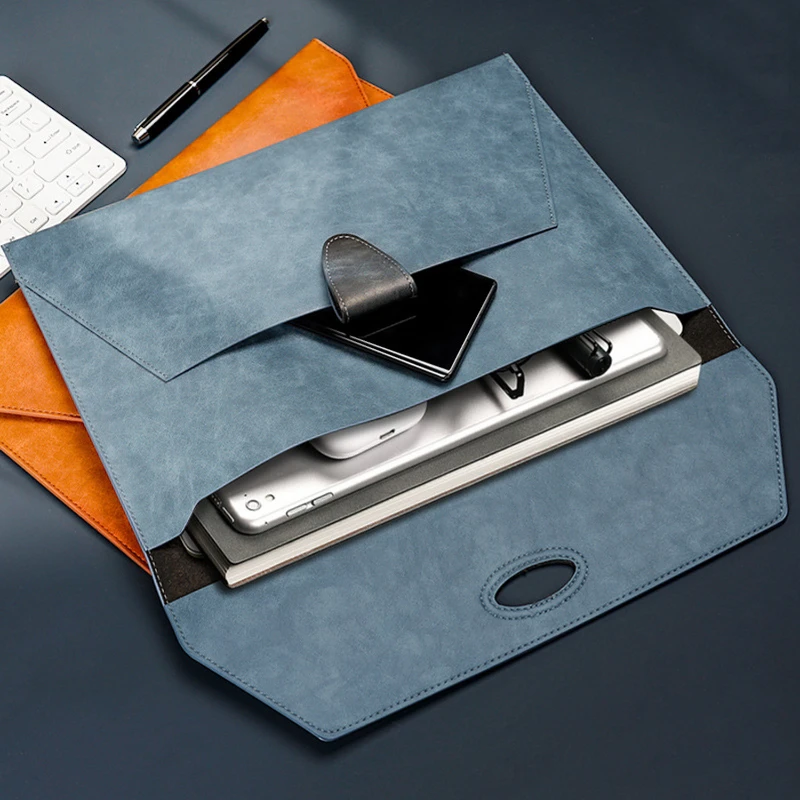 classic leather document folder with magnetic closure