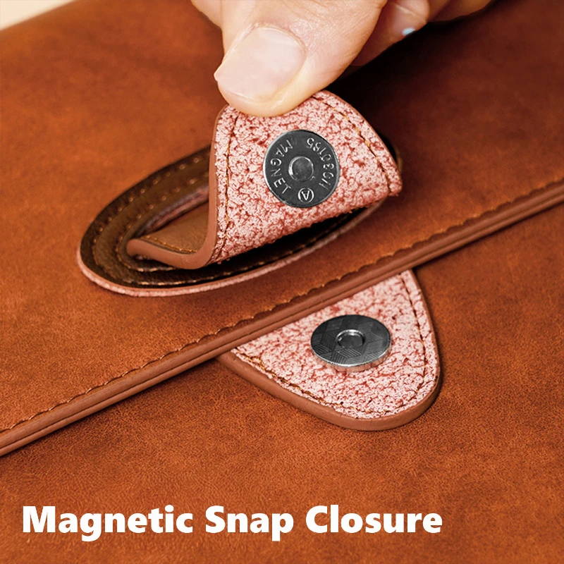 classic leather document folder with magnetic closure