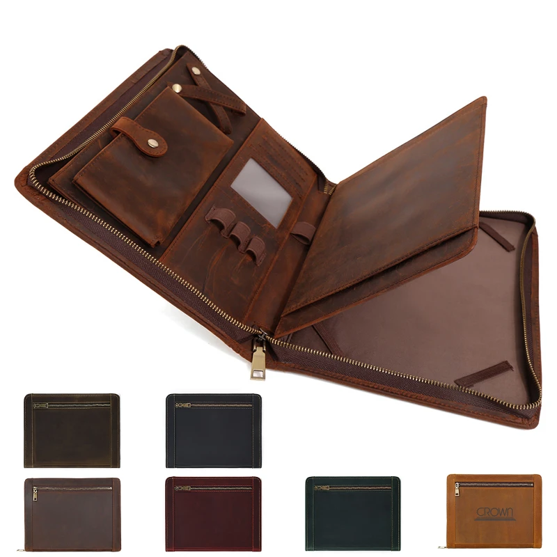 full grain leather business padfolio