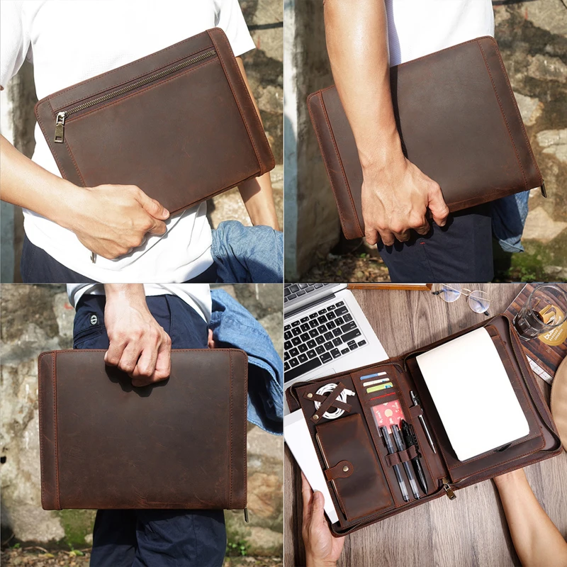 full grain leather business padfolio