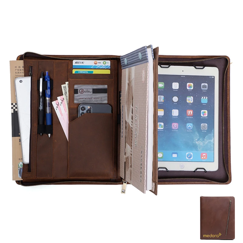 full grain leather multi function padfolio