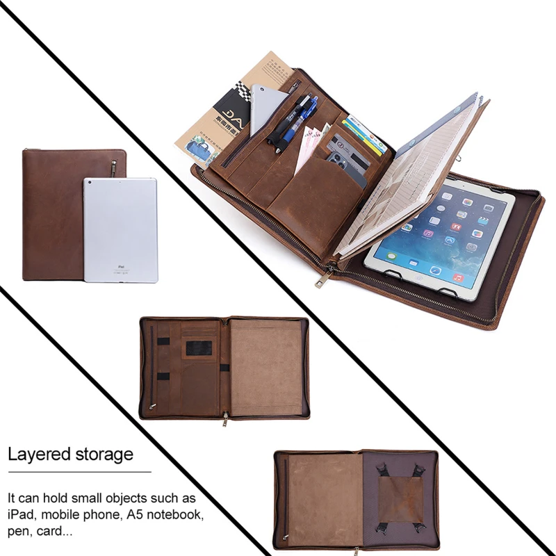 full grain leather multi function padfolio
