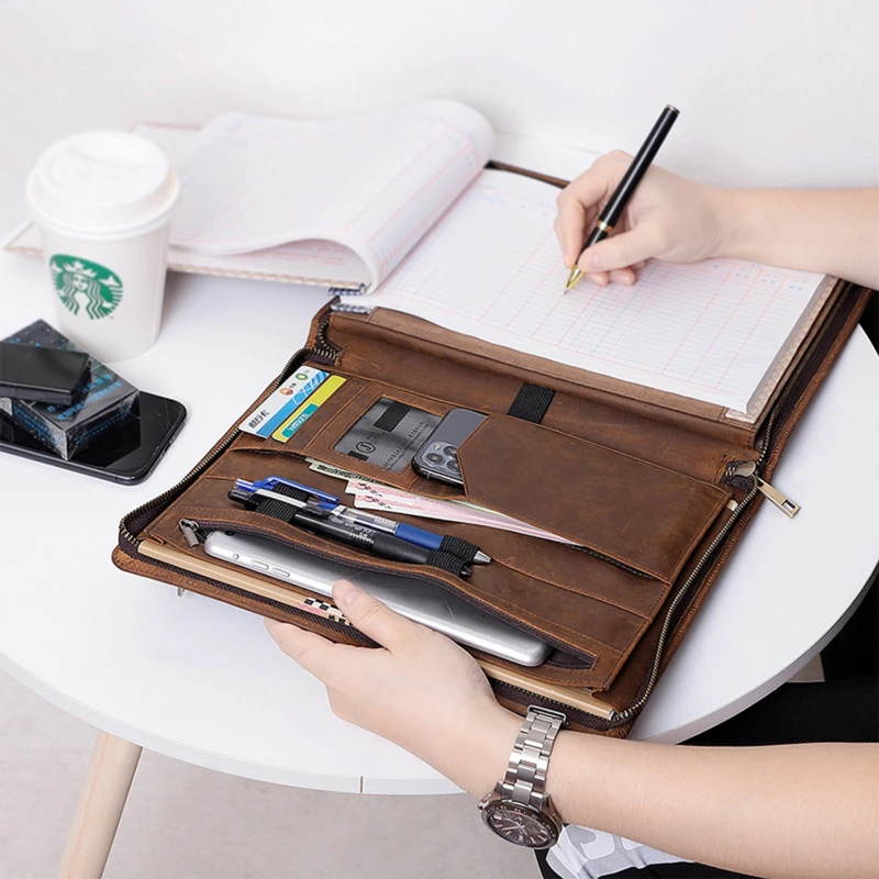 full grain leather multi function padfolio