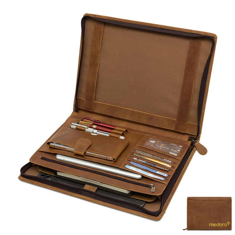 full grain leather vintage padfolio