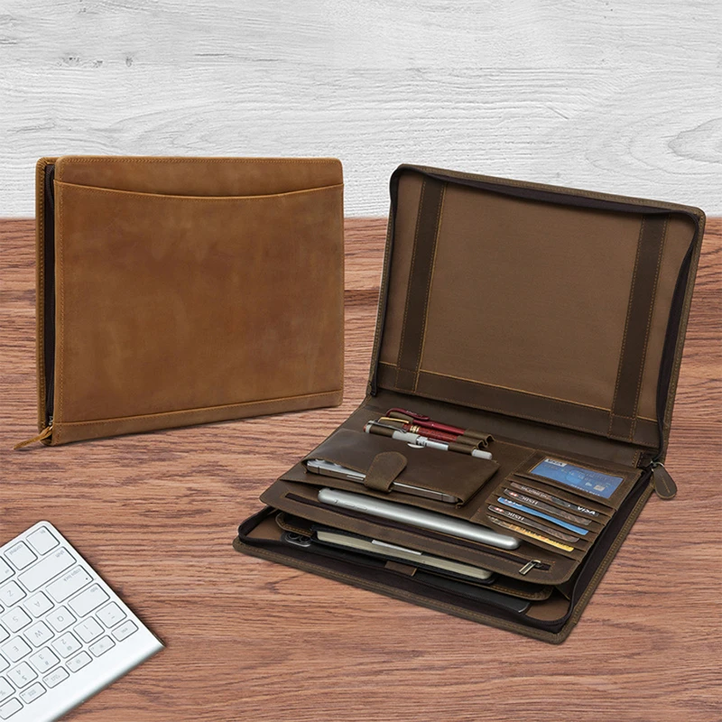 full grain leather vintage padfolio