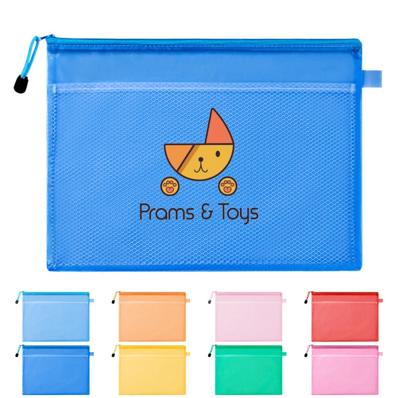 waterproof zipper document pouch with mesh divider